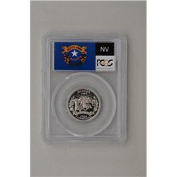 2006 mint proof MS 69 cameo graded US quarter  with Nevada commemoration on reverse in PCGS  holder.