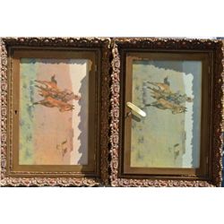 Lot of two of reproduced artworks after  Charles M. Russell entitled anticipation and  exasperation.