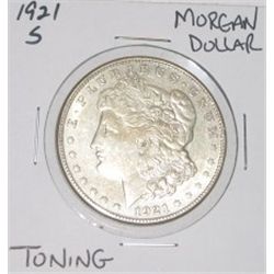 1921-S MORGAN SILVER DOLLAR *NICE TONING EARLY SILVER DOLLAR*!! SILVER DOLLAR CAME OUT OF SAFE!!