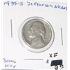 Image 1 : 1939-S JEFFERSON NICKEL RED BOOK VALUE IS $8.00 *RARE KEY DATE EXTRA FINE GRADE*!!
