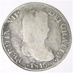 1816 SILVER MEXICO/ZACATECAS 8 REALES *WAR OF INDEPENDANCE COIN WORLD BOOK VALUE IS $350.00+