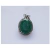 Image 1 : 16.65 CTW EMERALD AND DIAMOND PENDANT .925 STERLING SIL