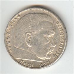 Germany 5 reichsmark, 1935-1936, Hindenburg (KM86)