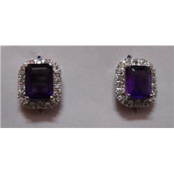 Amethyst and CZ Earring weight 4.930g in silver