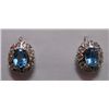 Image 1 : Blue Topaz and CZ Earring weight 4.280g in silver