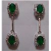 Image 1 : Green Onex and CZ Earring weight 9.760g in silver