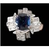 Image 1 : (GT1521) Sapphire and Diamond Ring central oval faceted