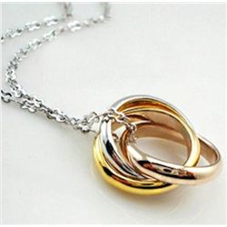 GT0522120013 Splendid Tricolor Linked Trinity Ring Neck