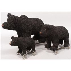 Three Graduated Toy Black Bear Pull Toys. (ET1833)