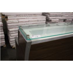 WALNUT 2 TIERED GLASS TOP BAR