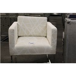 CREAM PATTERNED SQUARE LOUNGE CHAIR