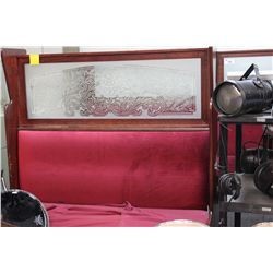 DOUBLE MAHOGANY & GLASS BANQUETTE BENCH