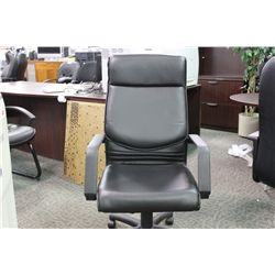BLACK LEATHER CONTOUR SERIES EXECUTIVE HIGH BACK