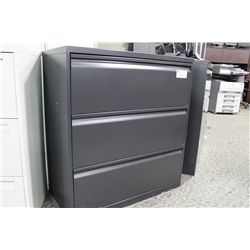 DARK GREY 3 DRAWER LATERAL FILE CABINET