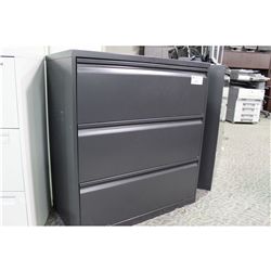 DARK GREY 3 DRAWER LATERAL FILE CABINET