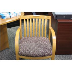 BURGANDY PATTERN MAPLE FRAME CLIENT CHAIR