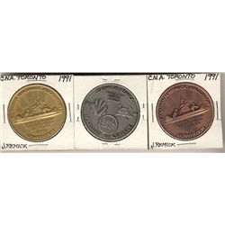 Jerry Remick Medals; 1991 Canadian Numismatic Association Convention in Toronto, copper plated, silv