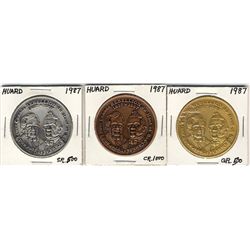 Serge Huard Medals; 1987 150th anniversary of 1837 Upper & Lower Canada Rebellion, copper plated, si
