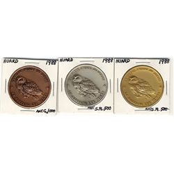Serge Huard Medals; 1988 Harfang des Neiges/June 24 Quebec National Day, copper plated, silver plate