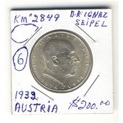 Austria, 1932 2 Shilling; AU (Seipel).