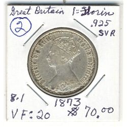 Great Britain, 1873 One Florin; VF.