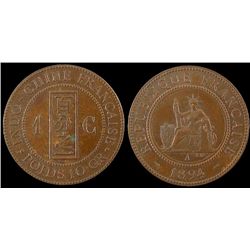 Indochine; 1 Centieme 1894A, EF-45 with remaining lustre.