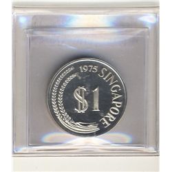 Singapore 1 Dollar 1975 Proof Silver. KM 6a.