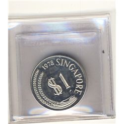 Singapore 1 Dollar 1978 Proof Silver. KM 6a.