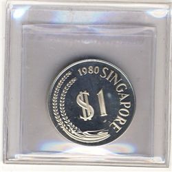 Singapore 1 Dollar 1980 Proof Silver. KM 6a.