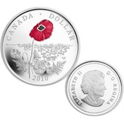 Canada 1 Dollar 2010, Proof Enameled Poppy; Case, Sleeve & COA, included only 5000 issued.