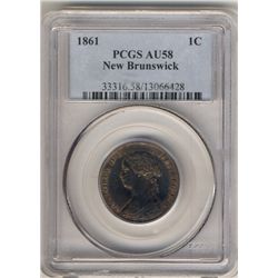 New Brunswick Cent 1861, PCGS AU58.