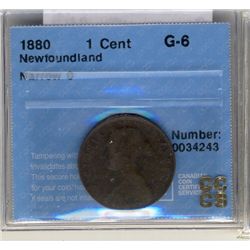 Newfoundland Cent 1880, CCCS G-6; Narrow 0.