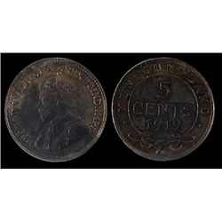 Newfoundland 5 Cents 1919C, ICCS MS-62.