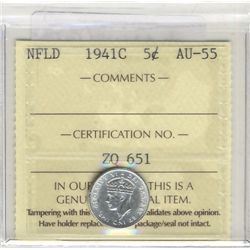 Newfoundland 5 Cent 1941c ICCS AU55.