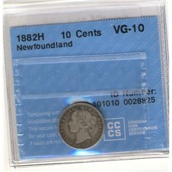 Newfoundland 10 Cents1882H, CCCS VG-10.