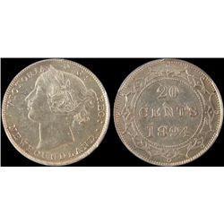 Newfoundland 20 Cents 1894, PCGS MS-63.  Lots of lustre.