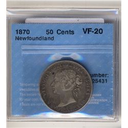 Newfoundland 50 Cents 1870, CCCS VF-20.