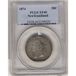 Newfoundland 50 Cents 1874, PCGS XF-40.