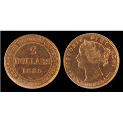 Newfoundland 2 Dollar 1885 Gold CCCS AU50.