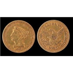 US 1861 2 1/2 Dollars gold Old Reverse in EF-40. Desirable coin.