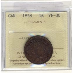 Cent 1858, ICCS VF-30.