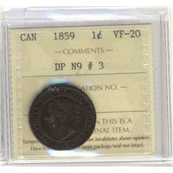Cent 1859, ICCS VF-20; DP N9 #3.