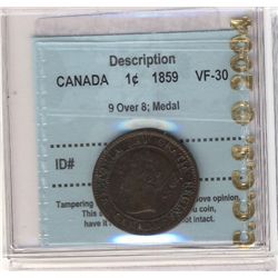 Cents 1859, CCCS VF-30; 9 Over 8