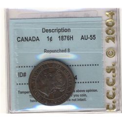 Cents 1876H, CCCS AU-55; Repunched 8.