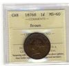 Image 1 : Cent 1876H ICCS MS60 Brown.