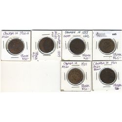 Cents 1882H, 1888, 1899, 1900H & 1901(3).  Lot of 6 UNC issues.