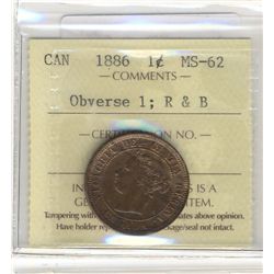 Cent 1886, ICCS MS-62 Obverse 1; RB.