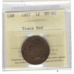 Cent 1887, ICCS MS-60; Trace Red.