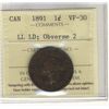 Image 1 : Cent 1891 ICCS VF30 Obverse 2; LL LD