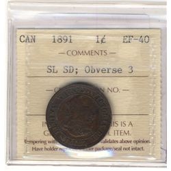Cent 1891, ICCS EF-40 Obverse 3; SL SD.
